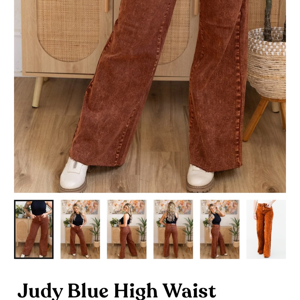 Judy Blue pumpkin spice  dyed raw hem Wide-Leg Jeans —excellent condition - Picture 4 of 4